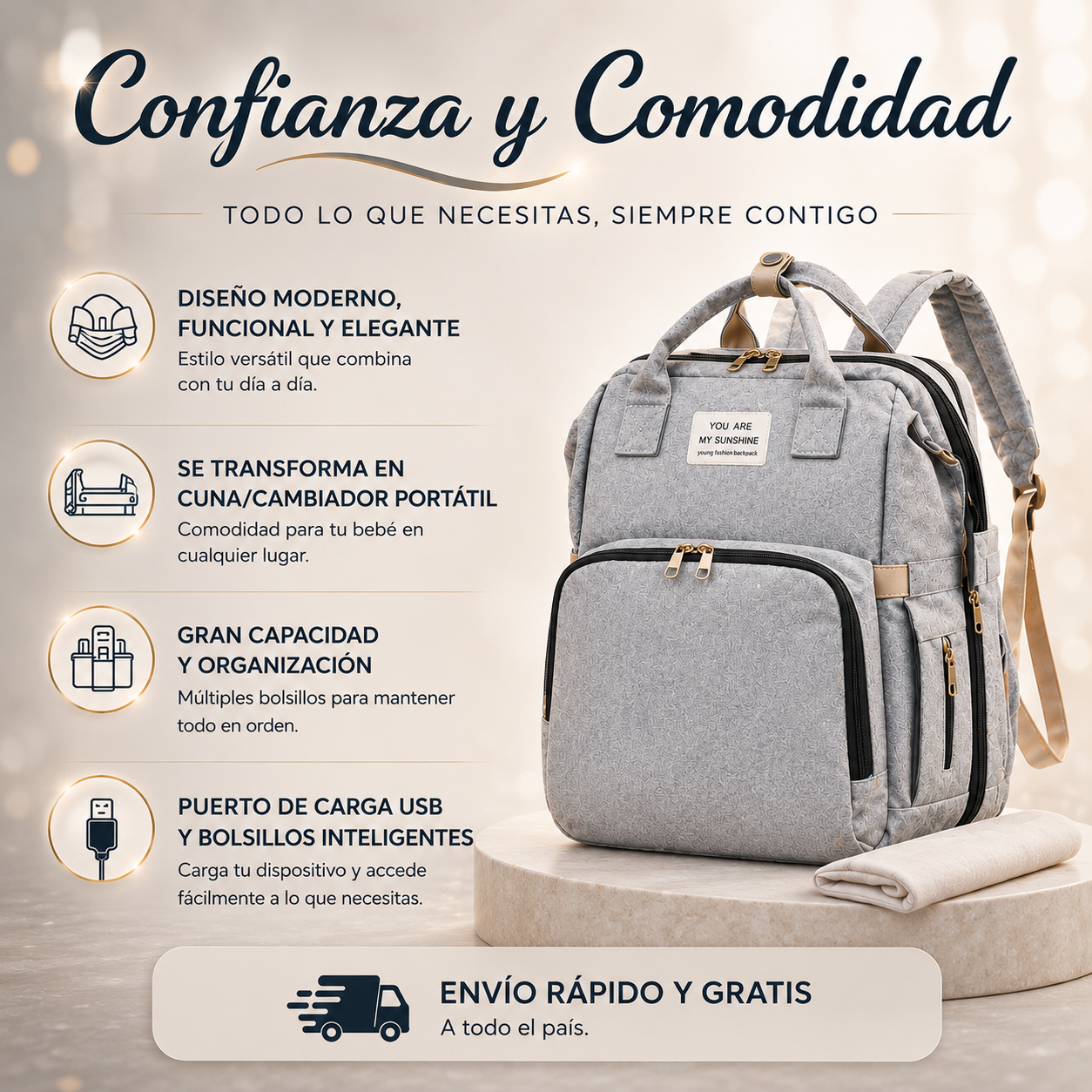 Mochila Pañalera 3 en 1